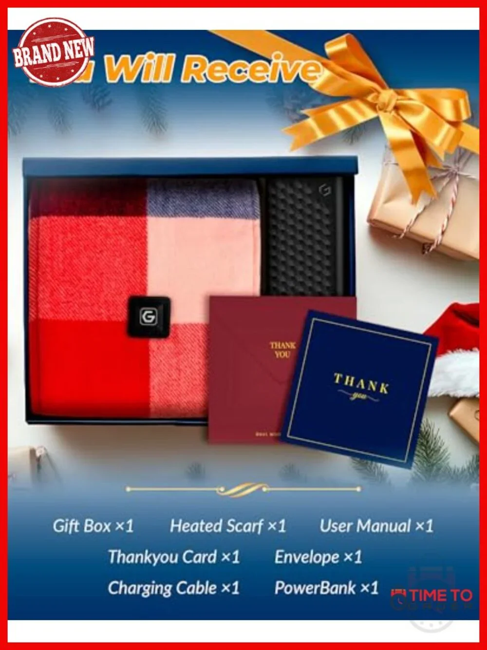 Heated Scarf with 6000mAh Battery Pack, Cashmere-Like, 3 Temperature Settings